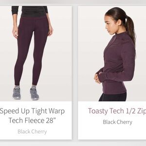 Lululemon Toasty Tech Fleece Qtr Zip AND Speed Tech Brushed Tights Matching Set